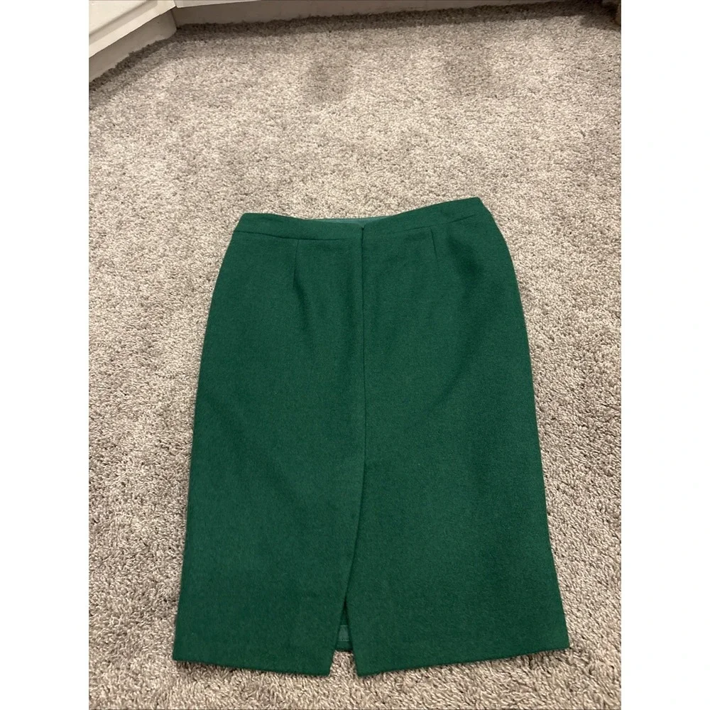 J. Crew Green Wool Blend Pencil Skirt AC276 Size 4 Casual Dress Work